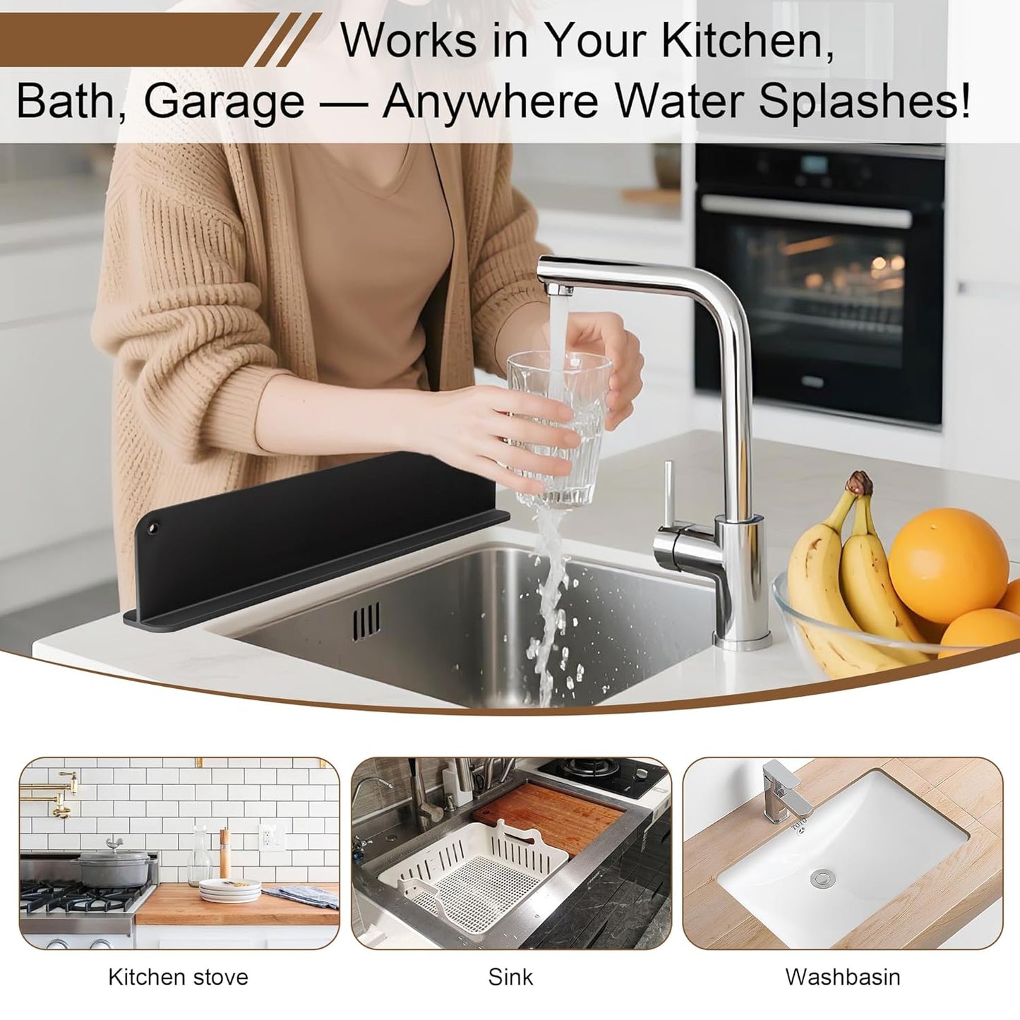 Silicone Sink Splash Guard (17.3 x 4.1 Inch )