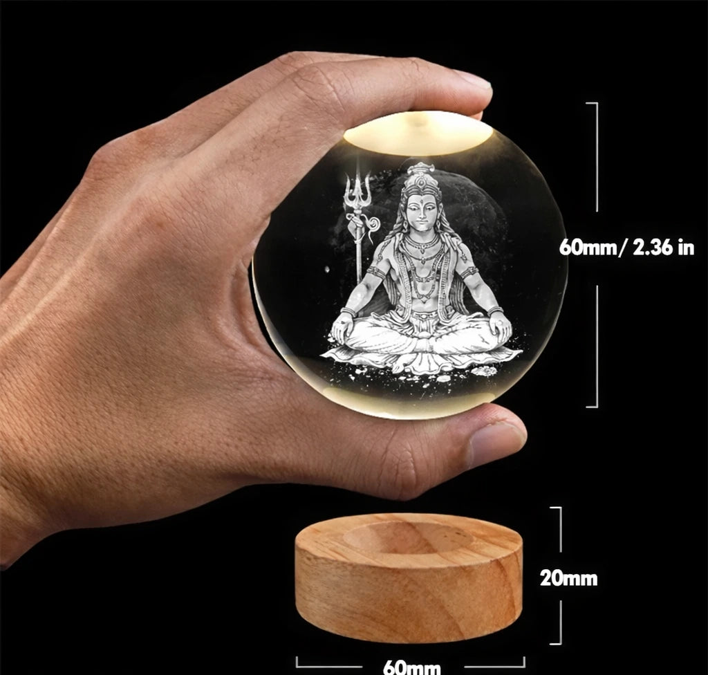 Mahadev 3D Crystal Lamp | Laser Engraved Shiva Light 🕉️