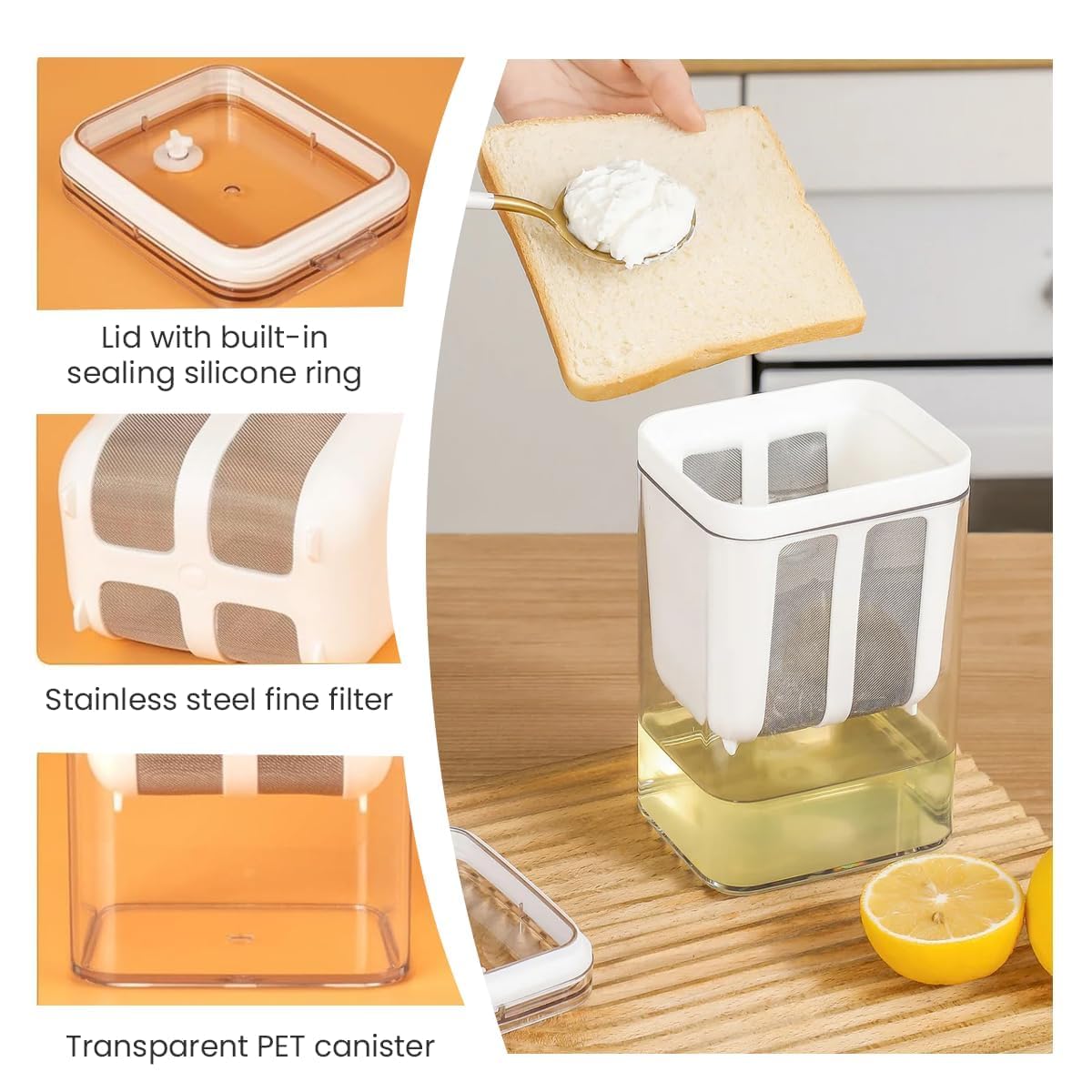 Yogurt Filter Strainer, Curd Maker with Ultra Fine Mesh – 1100ml