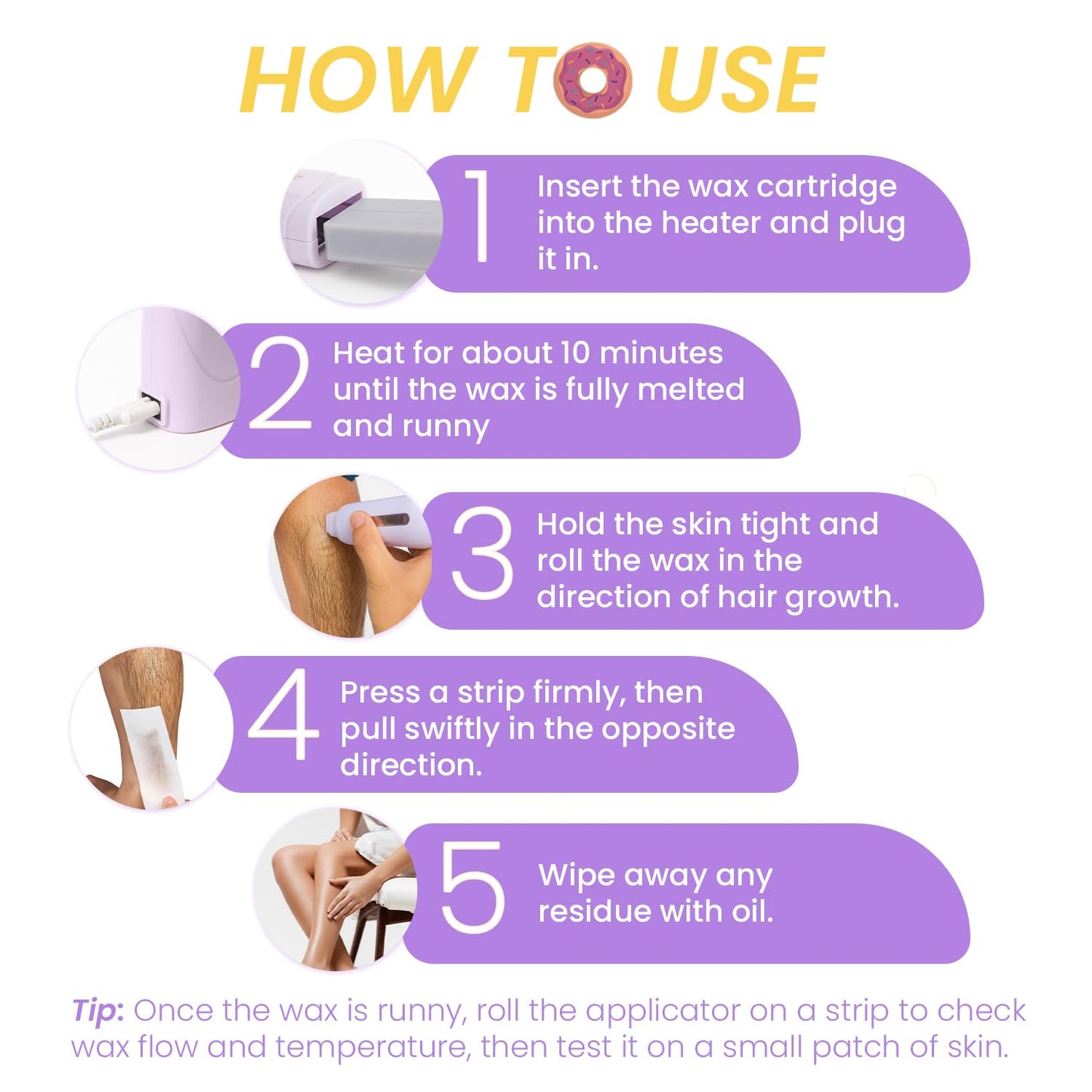 SilkEase Roll-On Wax Heater Kit for Women | Home Wax Machine with 40 Free Strips