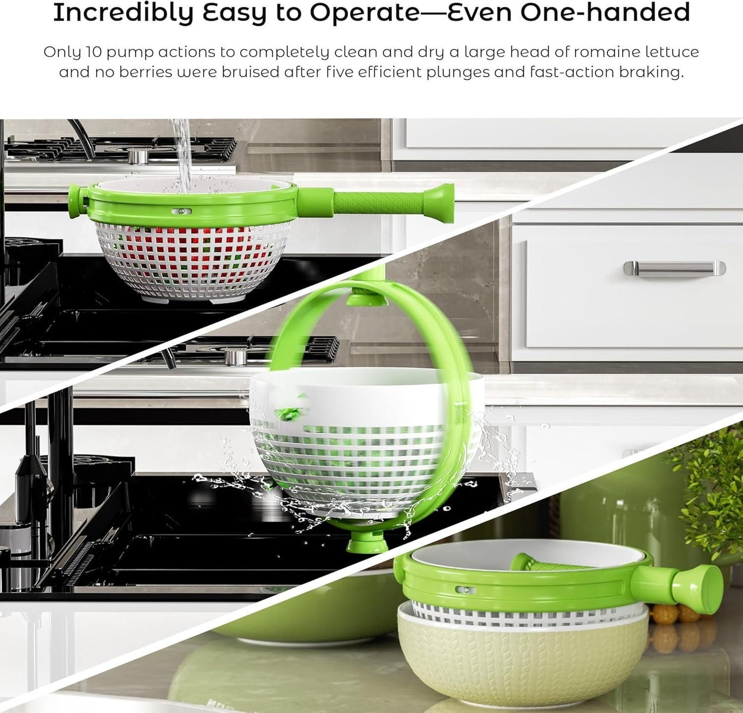 SpinPro™ 360° Rotating Strainer Bowl with Handles – Foldable Dual-Handle Colander