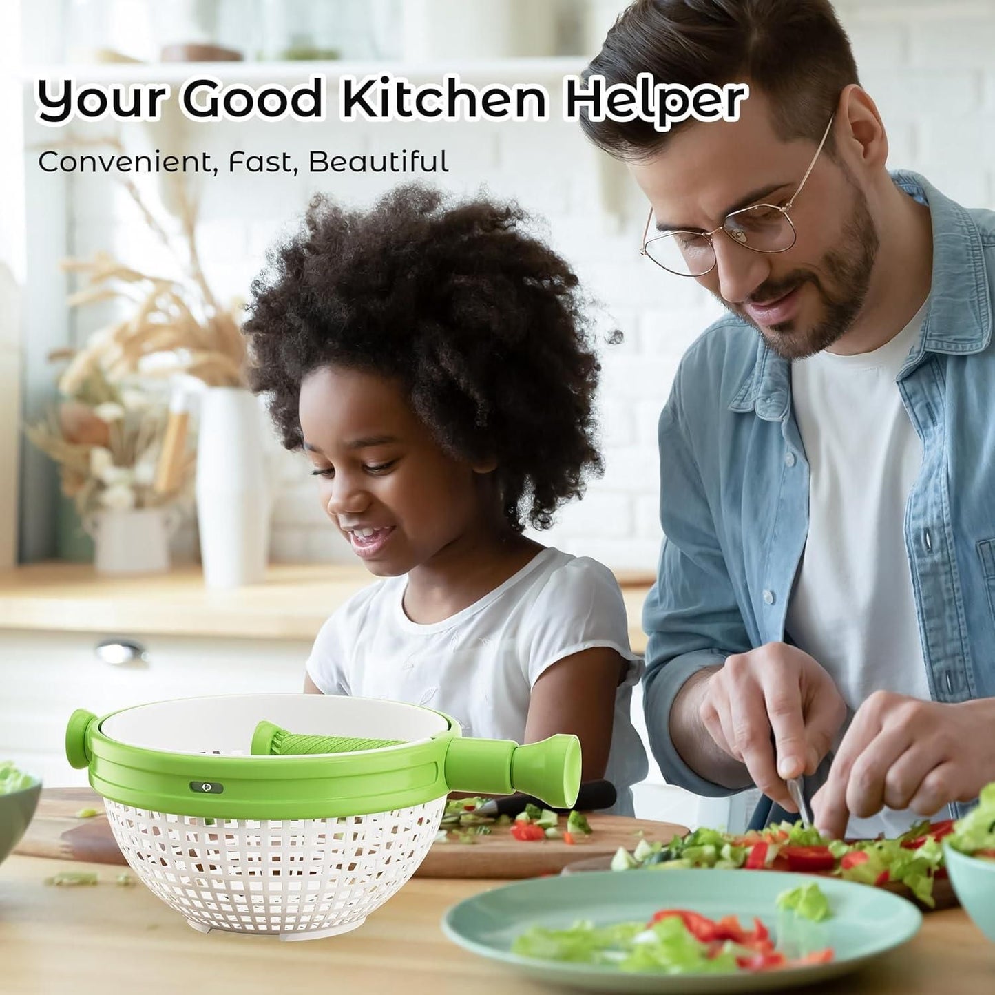 SpinPro™ 360° Rotating Strainer Bowl with Handles – Foldable Dual-Handle Colander