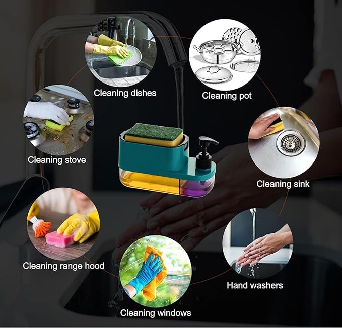 EcoEase™ 3-in-1 Kitchen Sink Organizer with Soap Pump & Sponge Tray