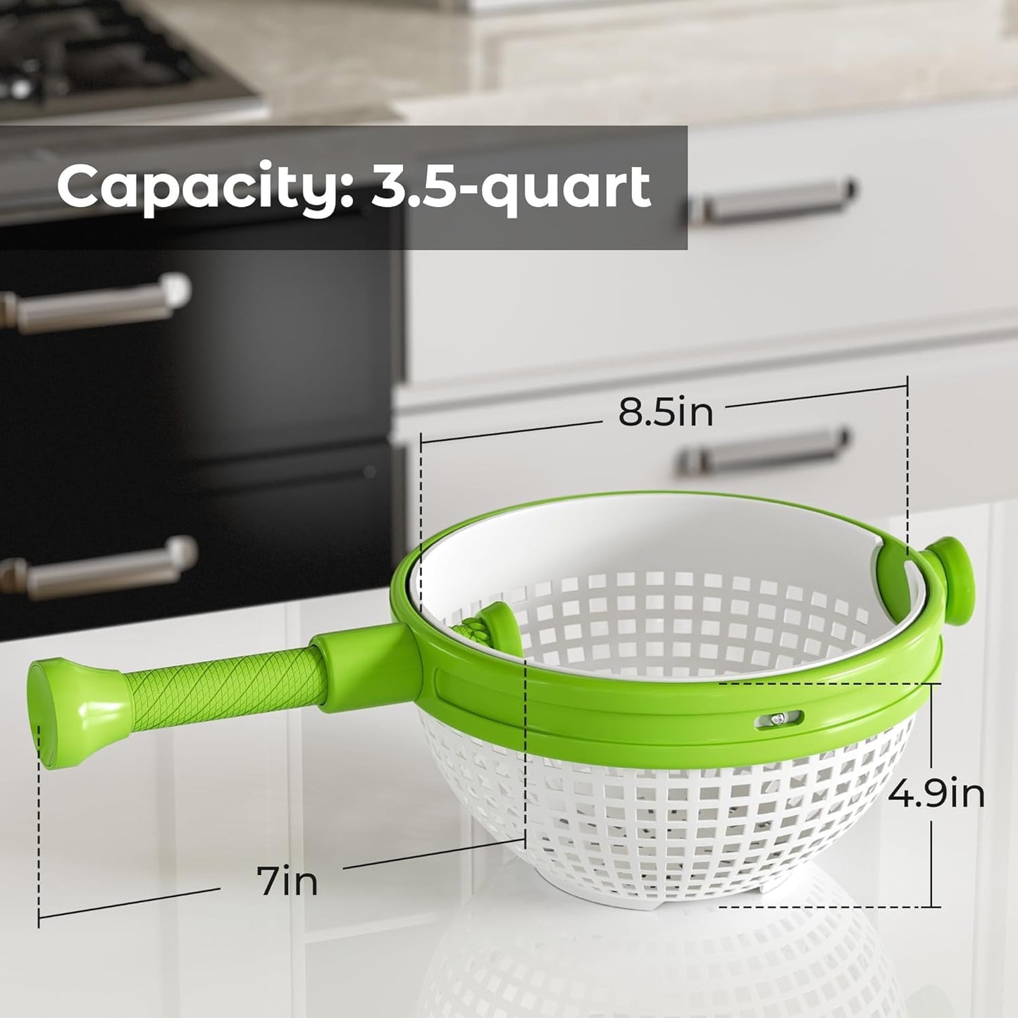 SpinPro™ 360° Rotating Strainer Bowl with Handles – Foldable Dual-Handle Colander