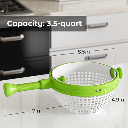 SpinPro™ 360° Rotating Strainer Bowl with Handles – Foldable Dual-Handle Colander