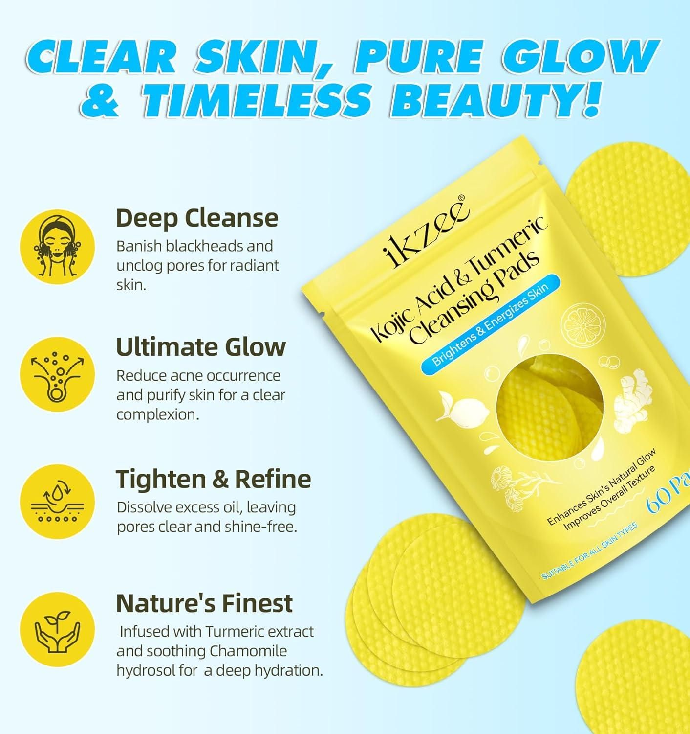 Turmeric Kojic Acid Cleansing Pads - 60Pcs