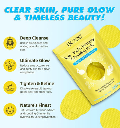Turmeric Kojic Acid Cleansing Pads - 60Pcs