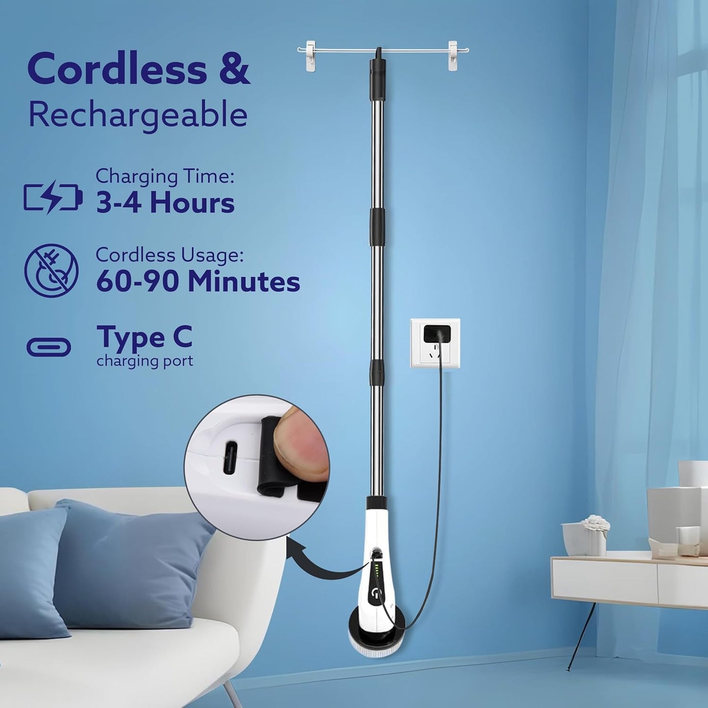 9-in-1 Cordless Electric Spin Scrubber | Adjustable Handle & Cleaning Brush for Bathroom, Tiles, Floors & Car
