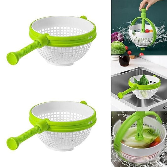 SpinPro™ 360° Rotating Strainer Bowl with Handles – Foldable Dual-Handle Colander