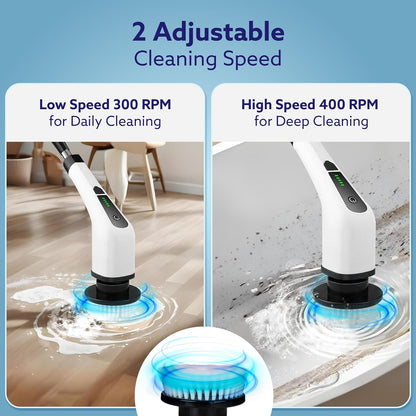 9-in-1 Cordless Electric Spin Scrubber | Adjustable Handle & Cleaning Brush for Bathroom, Tiles, Floors & Car