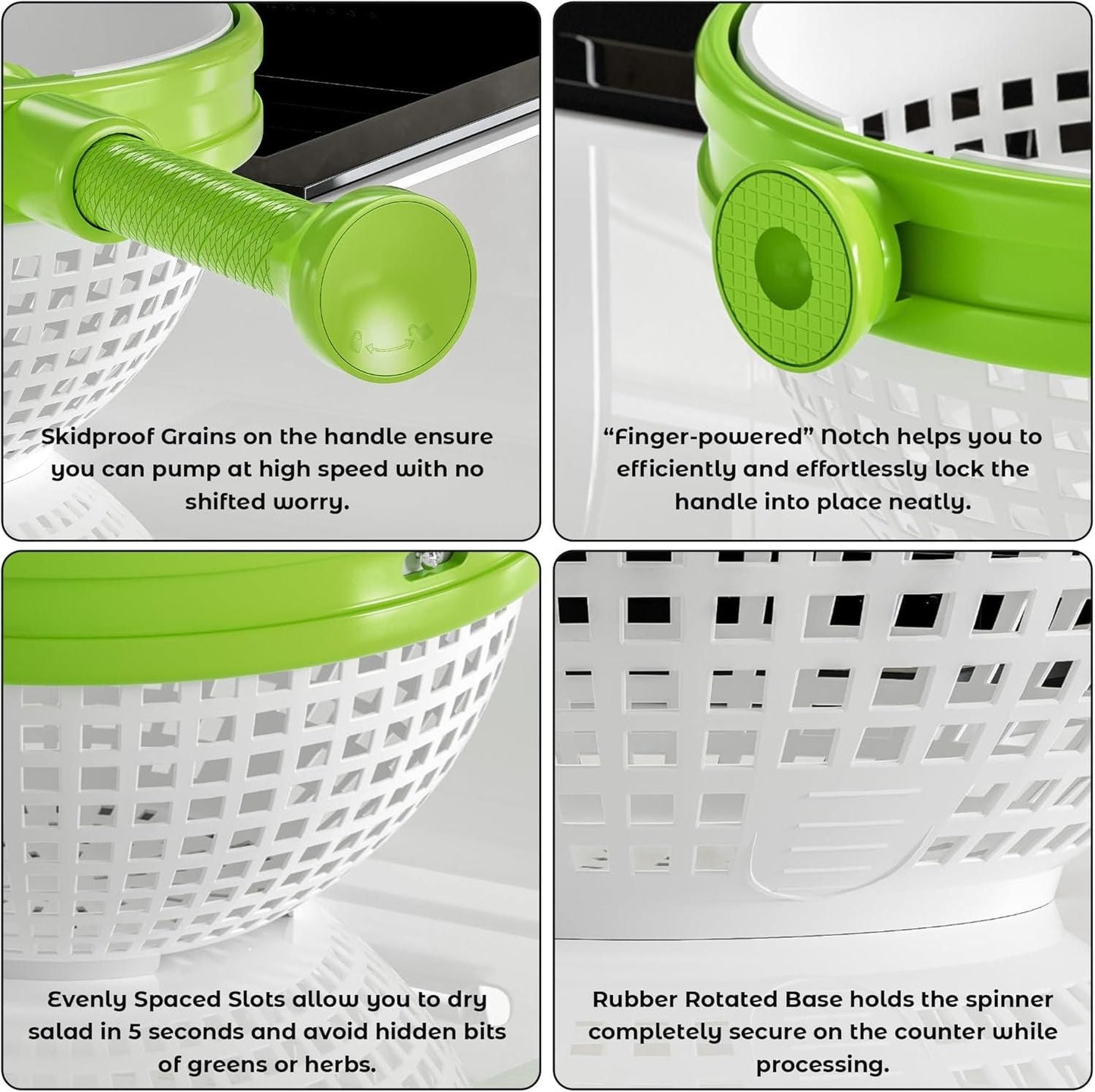 SpinPro™ 360° Rotating Strainer Bowl with Handles – Foldable Dual-Handle Colander