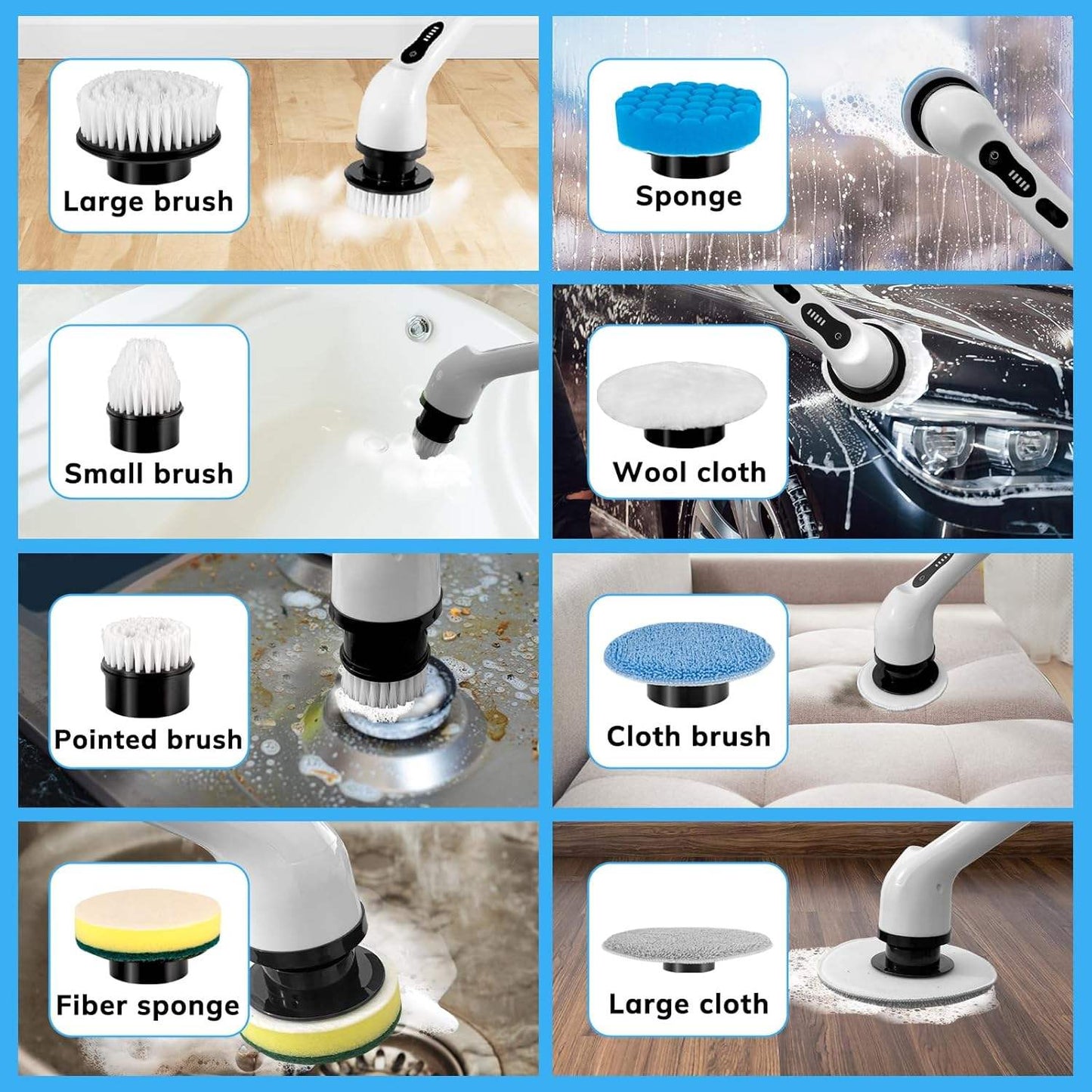 9-in-1 Cordless Electric Spin Scrubber | Adjustable Handle & Cleaning Brush for Bathroom, Tiles, Floors & Car