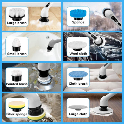 9-in-1 Cordless Electric Spin Scrubber | Adjustable Handle & Cleaning Brush for Bathroom, Tiles, Floors & Car