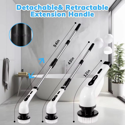 9-in-1 Cordless Electric Spin Scrubber | Adjustable Handle & Cleaning Brush for Bathroom, Tiles, Floors & Car
