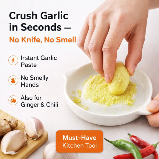 Multi-Purpose Ceramic Garlic Grater Plate for Ginger, Chili & Vegetables