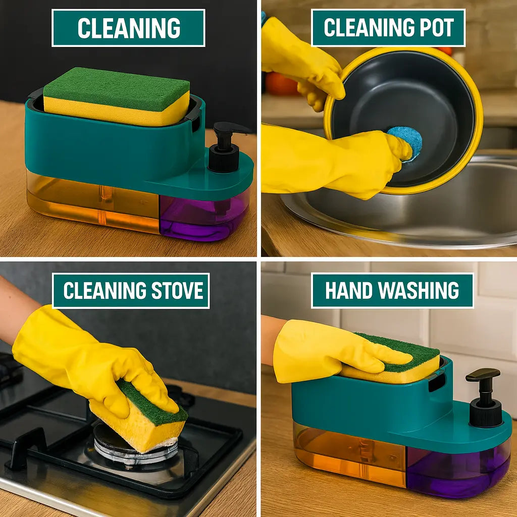 EcoEase™ 3-in-1 Kitchen Sink Organizer with Soap Pump & Sponge Tray