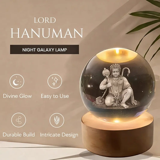 Hanuman 3D Crystal Lamp | Laser Engraved Lord Hanuman Light 🚩
