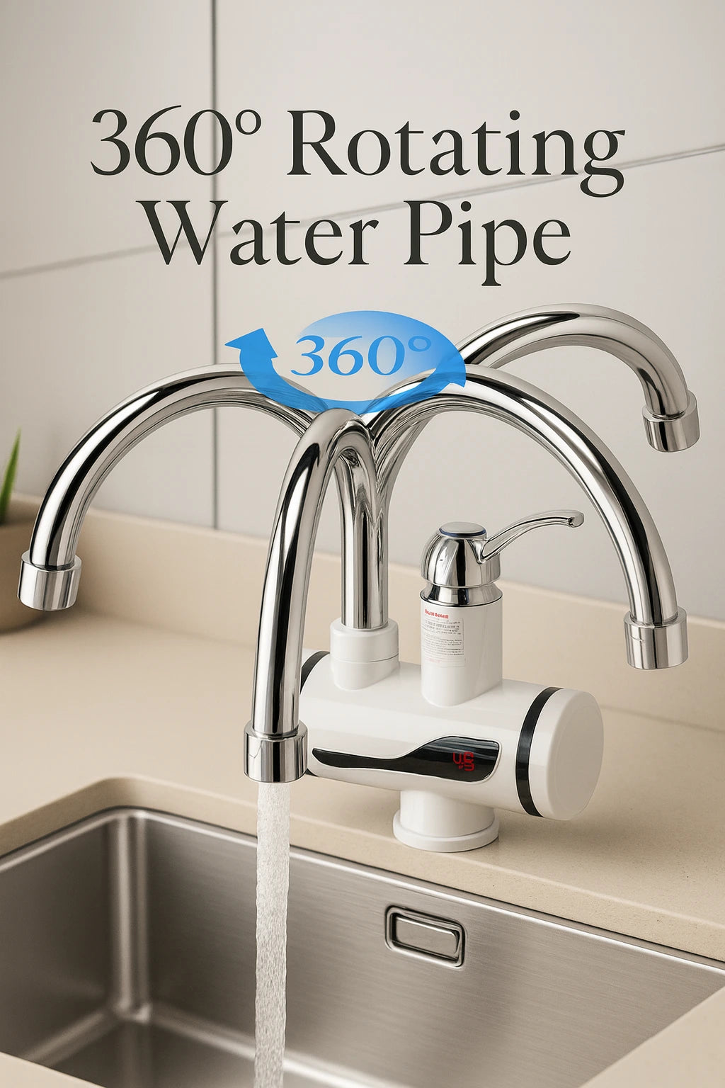 LED Temperature Display Heating Faucet – Instant Hot & Cold Tap