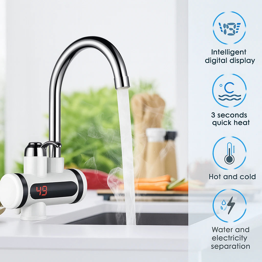 LED Temperature Display Heating Faucet – Instant Hot & Cold Tap