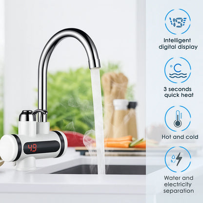 LED Temperature Display Heating Faucet – Instant Hot & Cold Tap