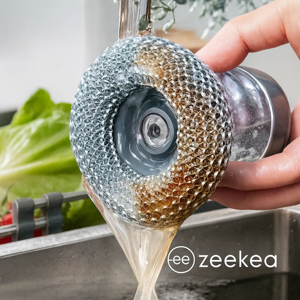 2-in-1 Soap Dispenser Dishwashing Brush – Palm Grip Scrubber for Kitchen