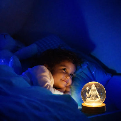 Mahadev 3D Crystal Lamp | Laser Engraved Shiva Light 🕉️