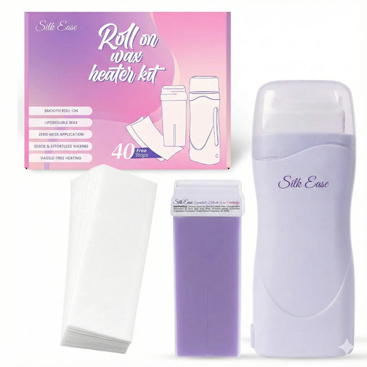 SilkEase Roll-On Wax Heater Kit for Women | Home Wax Machine with 40 Free Strips