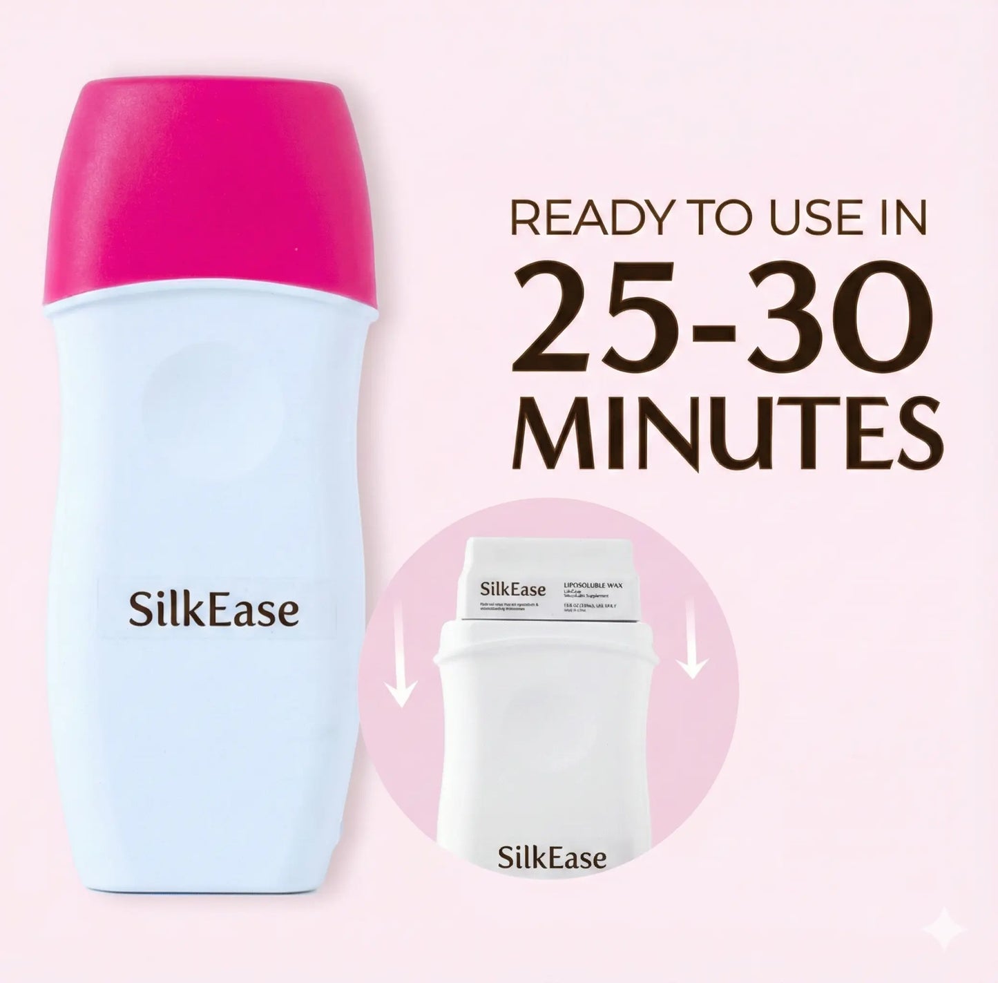 SilkEase Roll-On Wax Heater Kit for Women | Home Wax Machine with 40 Free Strips