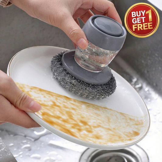 2-in-1 Soap Dispenser Dishwashing Brush – Palm Grip Scrubber for Kitchen