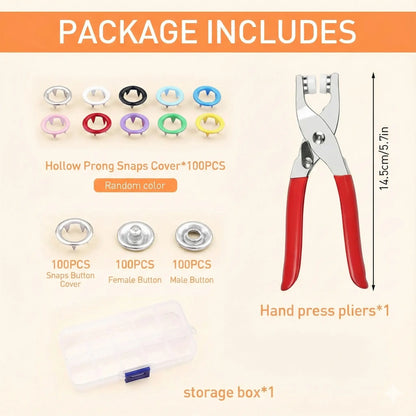 CraftPress Snap Button & Pliers Tool Kit | 100pcs Metal Snaps for Clothes, Bags & Crafts 🧵