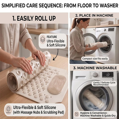Zeekea Anti Skid Bath Mat with Foot Scrubber for Bath Room