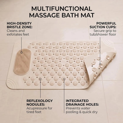 Zeekea Anti Skid Bath Mat with Foot Scrubber for Bath Room