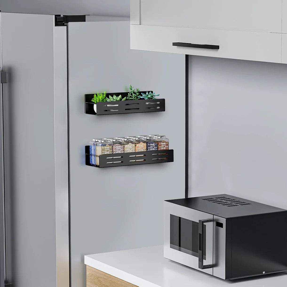 Magnetic Wall-Free Storage Shelf for Fridge & Metal Surfaces (Pack Of 2)