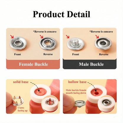 CraftPress Snap Button & Pliers Tool Kit | 100pcs Metal Snaps for Clothes, Bags & Crafts 🧵