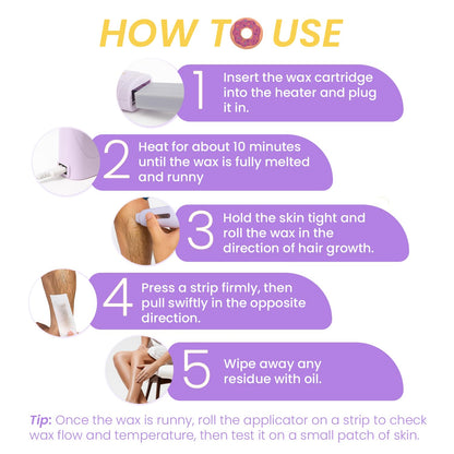 SilkEase Roll-On Wax Heater Kit for Women | Home Wax Machine with 40 Free Strips