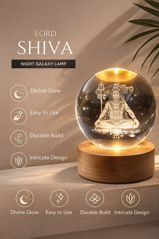 Mahadev 3D Crystal Lamp | Laser Engraved Shiva Light 🕉️