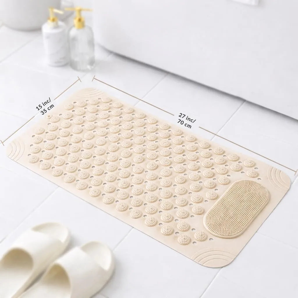 Zeekea Anti Skid Bath Mat with Foot Scrubber for Bath Room