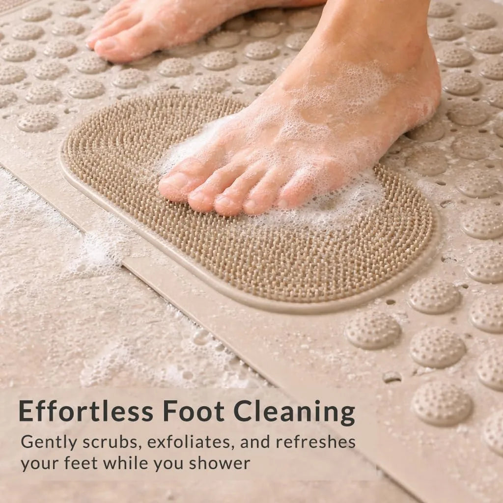 Zeekea Anti Skid Bath Mat with Foot Scrubber for Bath Room